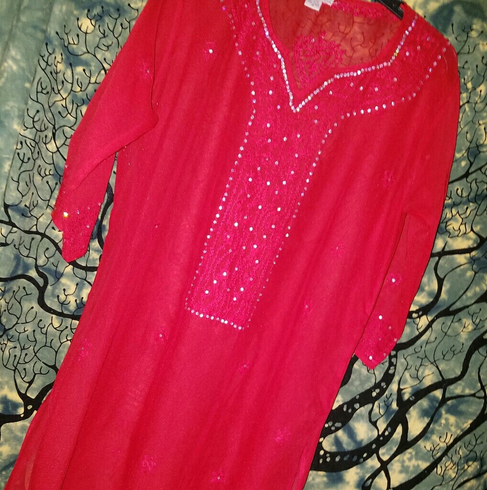 Beautiful -India-Kurti Hand Embroidery Sheer